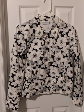 Liz Claiborne Black and White Floral Jacket Size PM